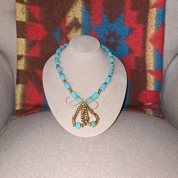 Persian Turquoise and Fair Trade bead Necklace - Picture 2 of 7